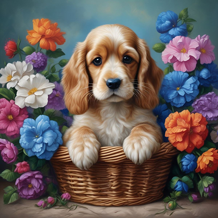Diamond mosaic "Go to art" /177401/ "Fluffy happiness" 30*30 cm