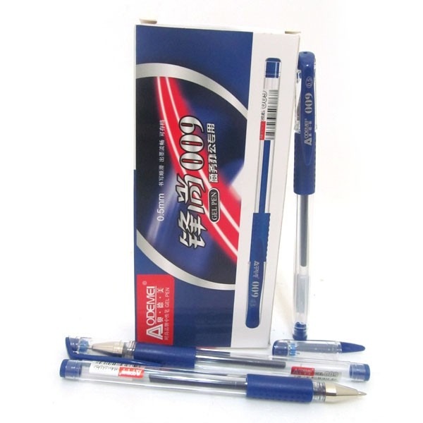 Gel pen "AODEMEI" /YK-009-BL (GP-009)/ blue, grip, 0.5 mm, thick tip (12/144)