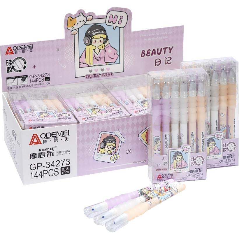 "Write-erase" pen "AODEMEI" /34273/ children's "Girl" 0.38mm, blue (12/144)