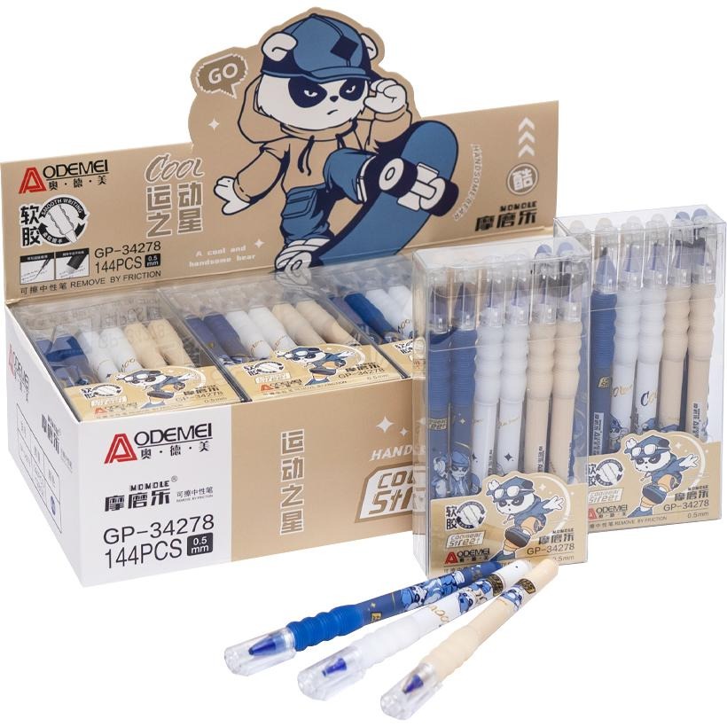 AODEMEI "Write-erase" pen /34278/2304/ children's "Panda" 0.5mm, blue (12/144)