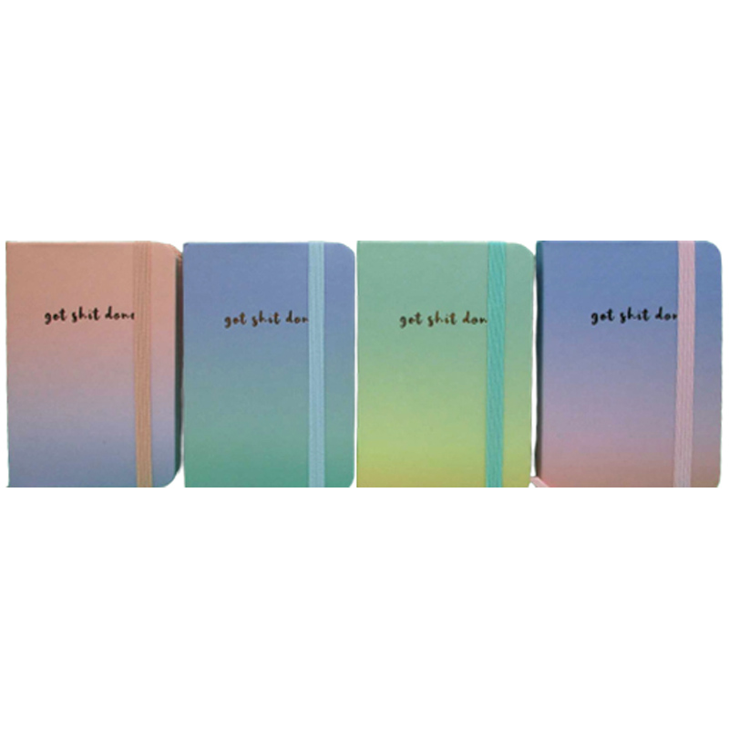Notebook on rubber band 14.5*21/80 /3783-4 L/ "Rainbow" ==, mixed leather 4 (16/96)