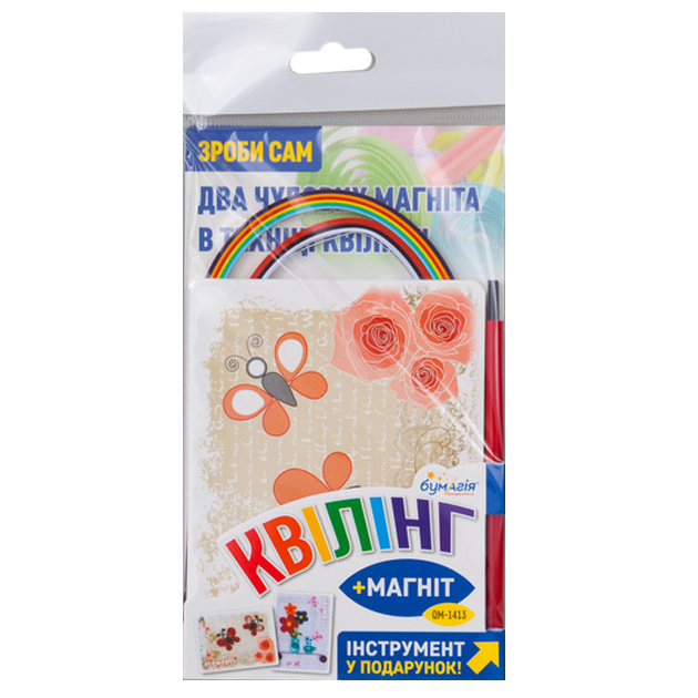 Set for QUILLING "Pamagiya" /QM1413/ "Flowers-2" 2 postcards+4 magnets+instr. (1/6)