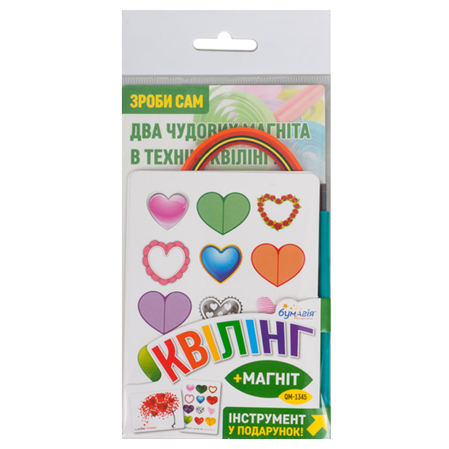 Set for QUILLING "Pamagiya" /QM1345/ "Heart-1" 2 postcards+4 magnets+instr. (1/6)