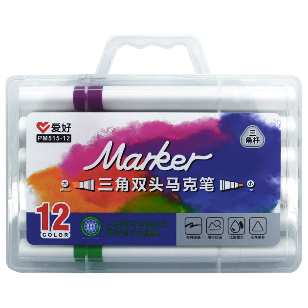 Sketch Marker double-sided "AIHAO" /AH515-12/ triangular. 12pcs/set (1/24/96)