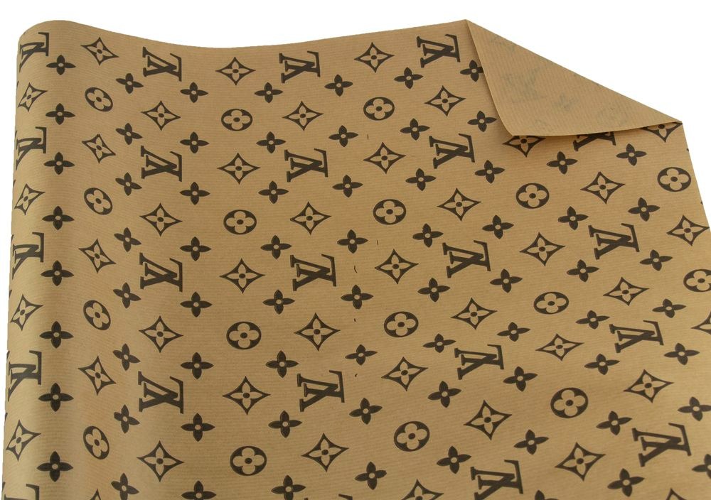 Папір пакувальний крафт двосторонній "Unison" /Пт 830.1/ "LOUIS VUITTON" на крафті, 0,7*7м , 1арк.