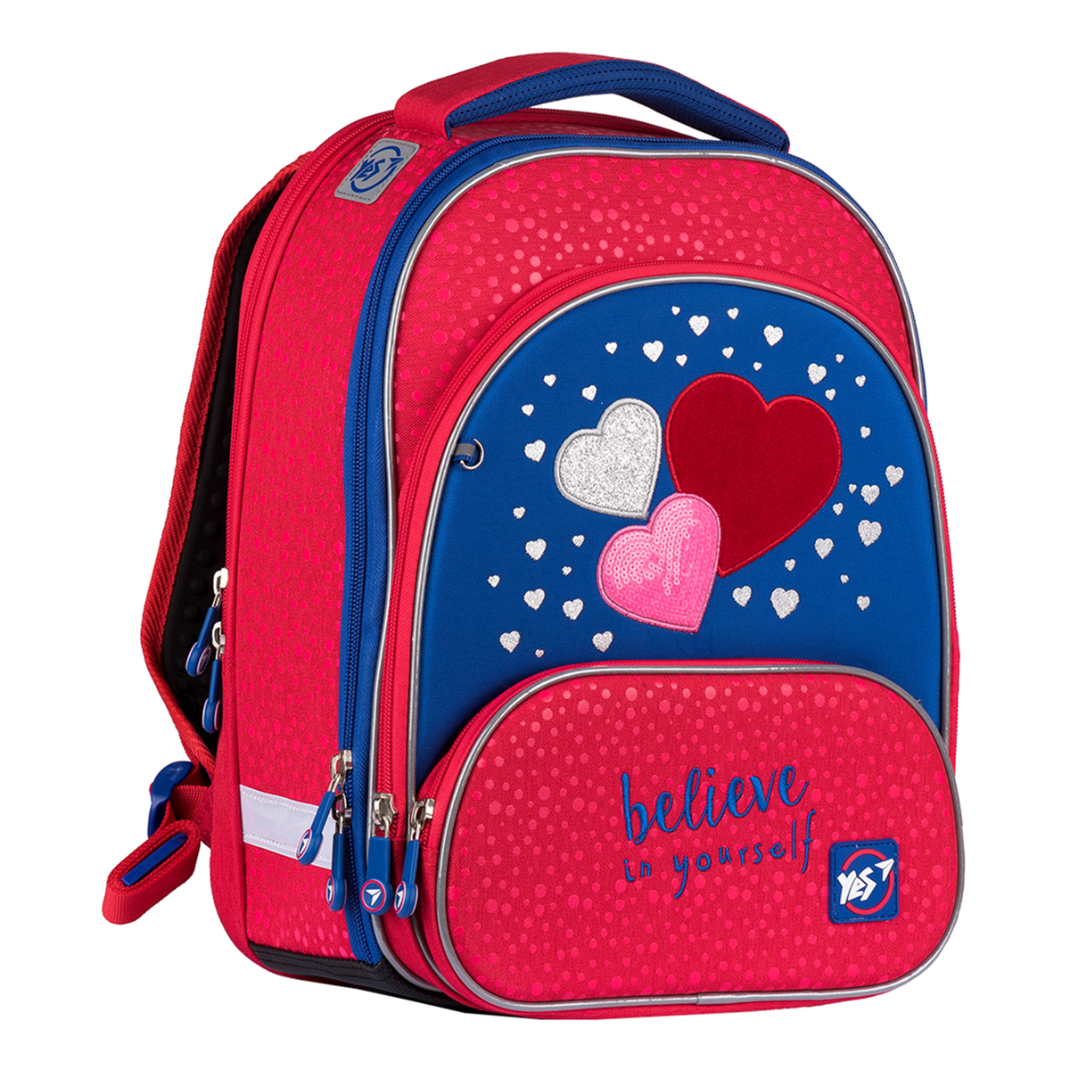 Frame backpack "YES" /555479/ S-30 JUNO ULTRA "Heart beat", crimson-blue (1/4)