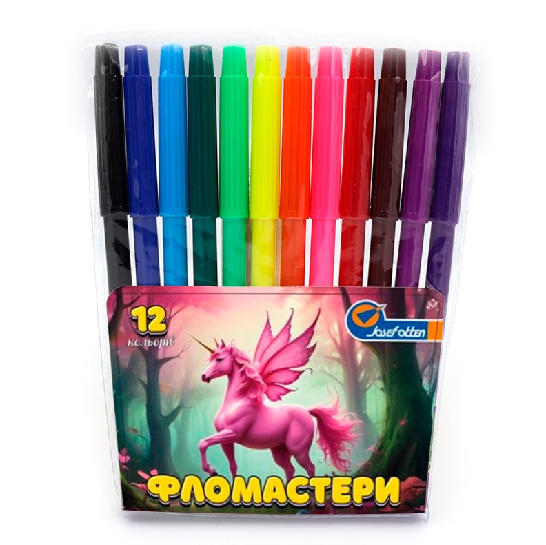 Felt-tip pens "JO" 12 pcs. /828-12A/ "Unicorn" PVC (1/12/240)