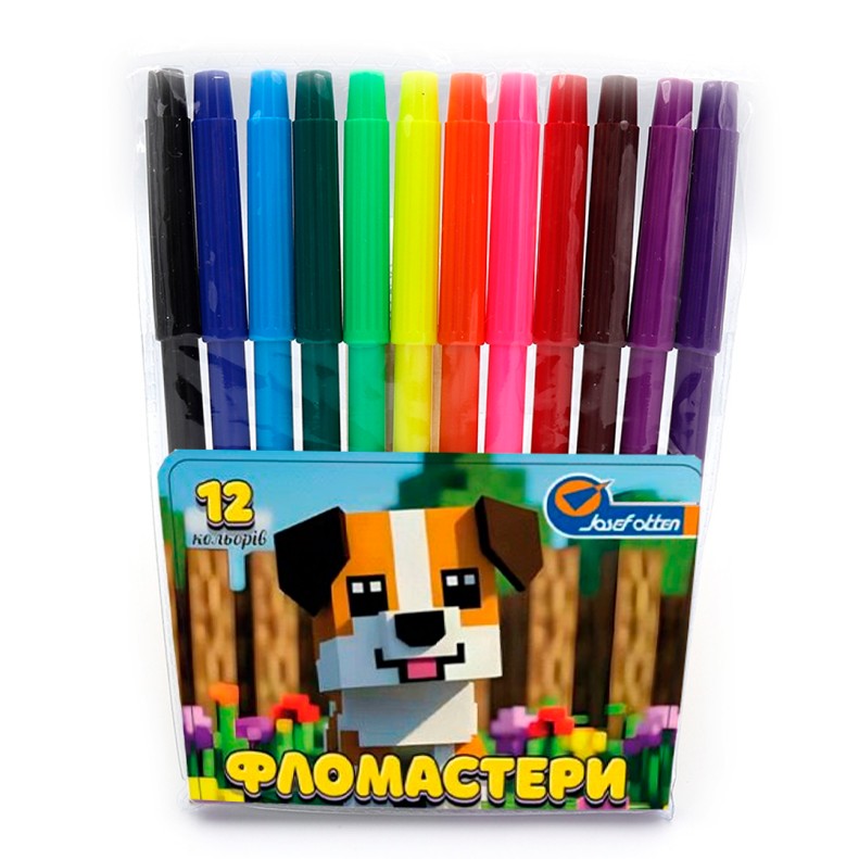 Felt-tip pens "JO" 12 pcs. /828-12F/ "Dog" PVC (1/12/240)