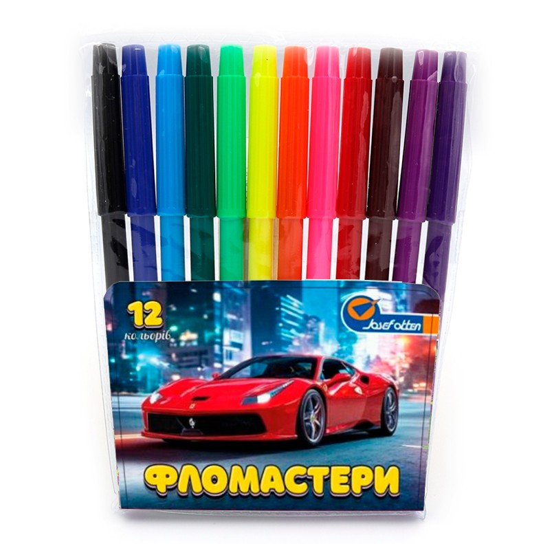 Felt-tip pens "JO" 12 pcs. /828-12G/ "Sportcar" PVC (1/12/240)