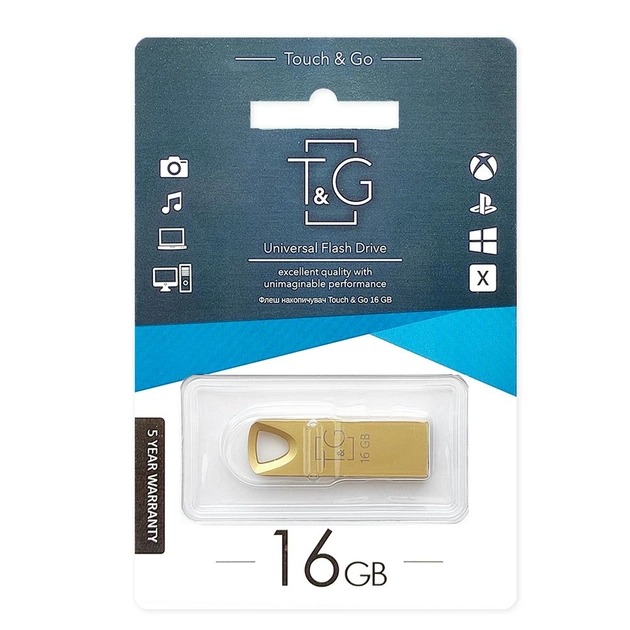 Флеш пам'ять "T&G" 16GB металева серія 117 золото