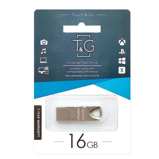 Флеш пам'ять "T&G" 16GB металева серія 117 срібло