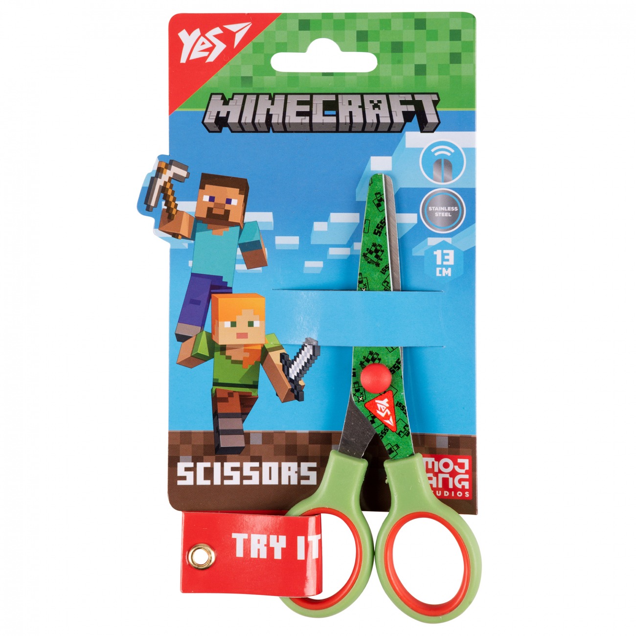Scissors "Yes" 13 cm /480436/ "Minecraft" with a print on the blade, green (1/12/360)