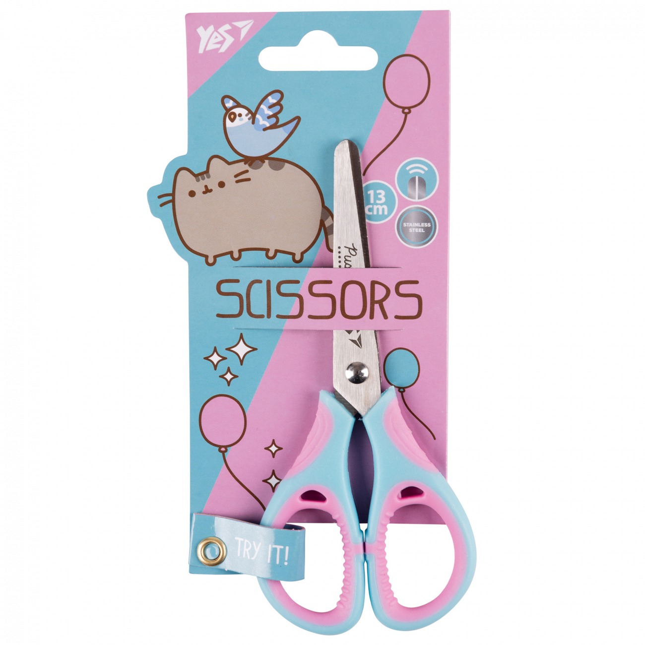 Scissors "Yes" 13 cm /480431/ "Pusheen" with rubber inserts (1/12/360)