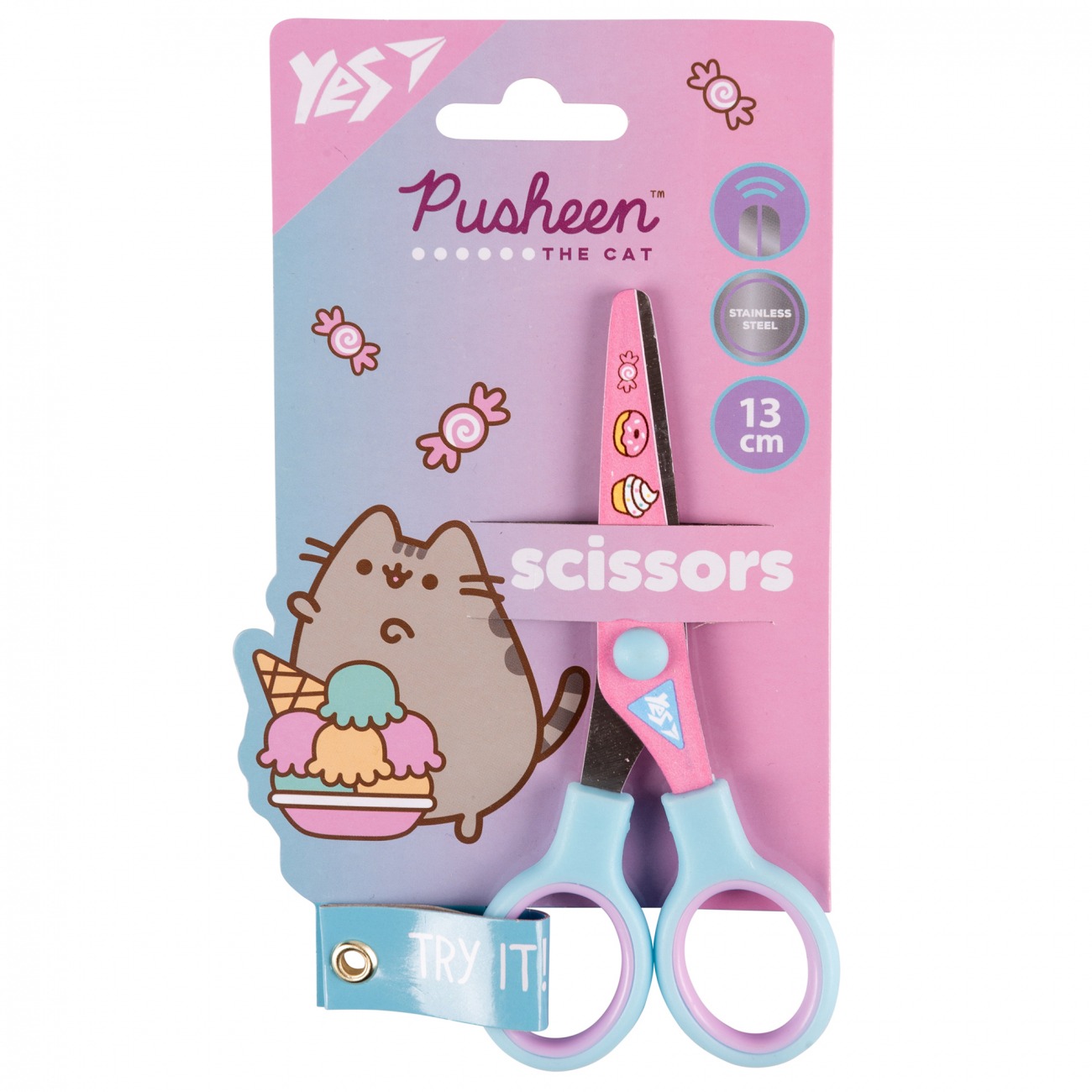 Scissors "Yes" 13 cm /480437/ "Pusheen" with a print on the blade (1/12/360)