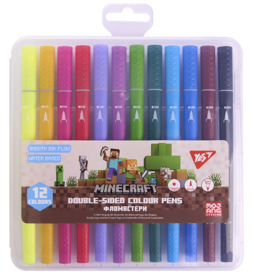 Felt-tip pens "YES" 12 pcs. /650574/ DOUBLE-SIDED "Minecraft" (1/12/72)