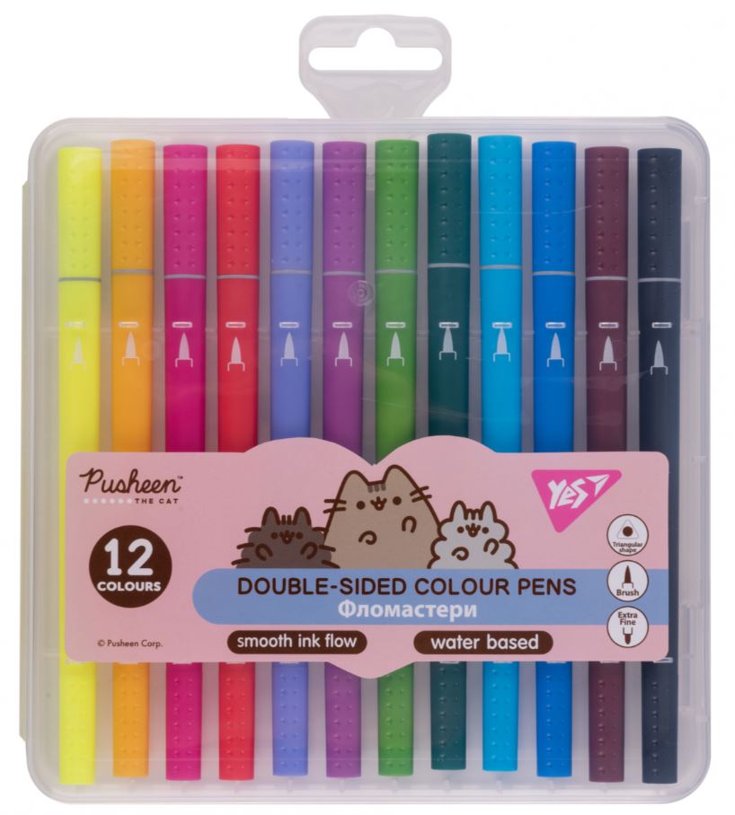 Felt-tip pens "YES" 12 pcs. /650573/ DOUBLE-SIDED "Pusheen" (1/12/72)