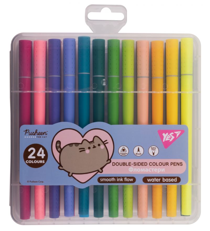 Felt-tip pens "YES" 24 pcs. /650576/ DOUBLE-SIDED "Pusheen" (1/6/36)