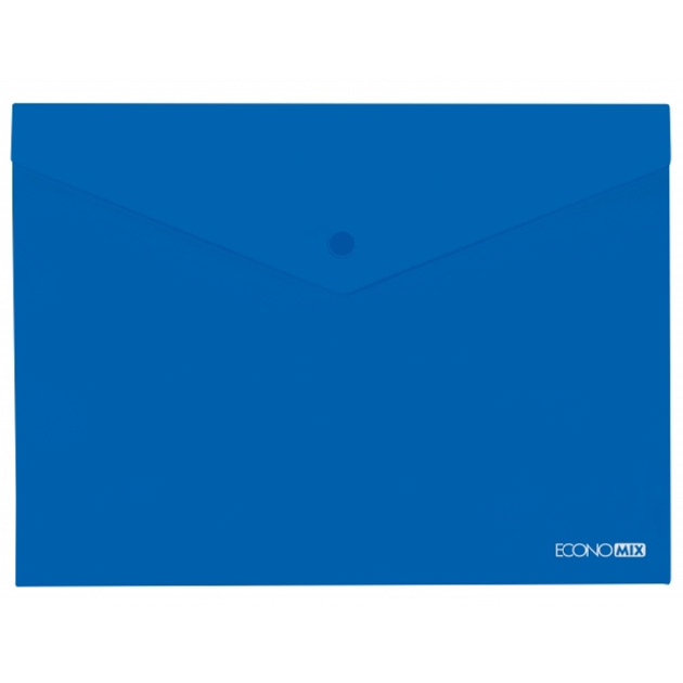 Button-envelope folder A4 "ECONOMIX" /E31301-02/ transparent, gloss, Blue (12/120)