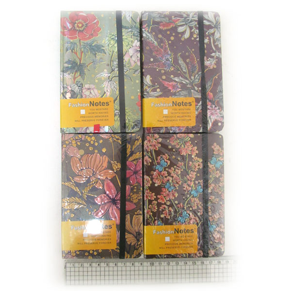 Notepad A6/96 sheet "JO" /6251-A6-W/ on rubber band "Flowers" == 80g, mix (1/72/144)