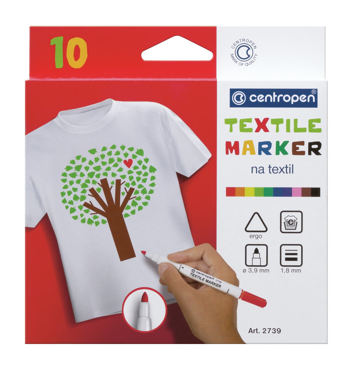 Set of textile markers "Centropen" /2739/10/ 10 colors (5)