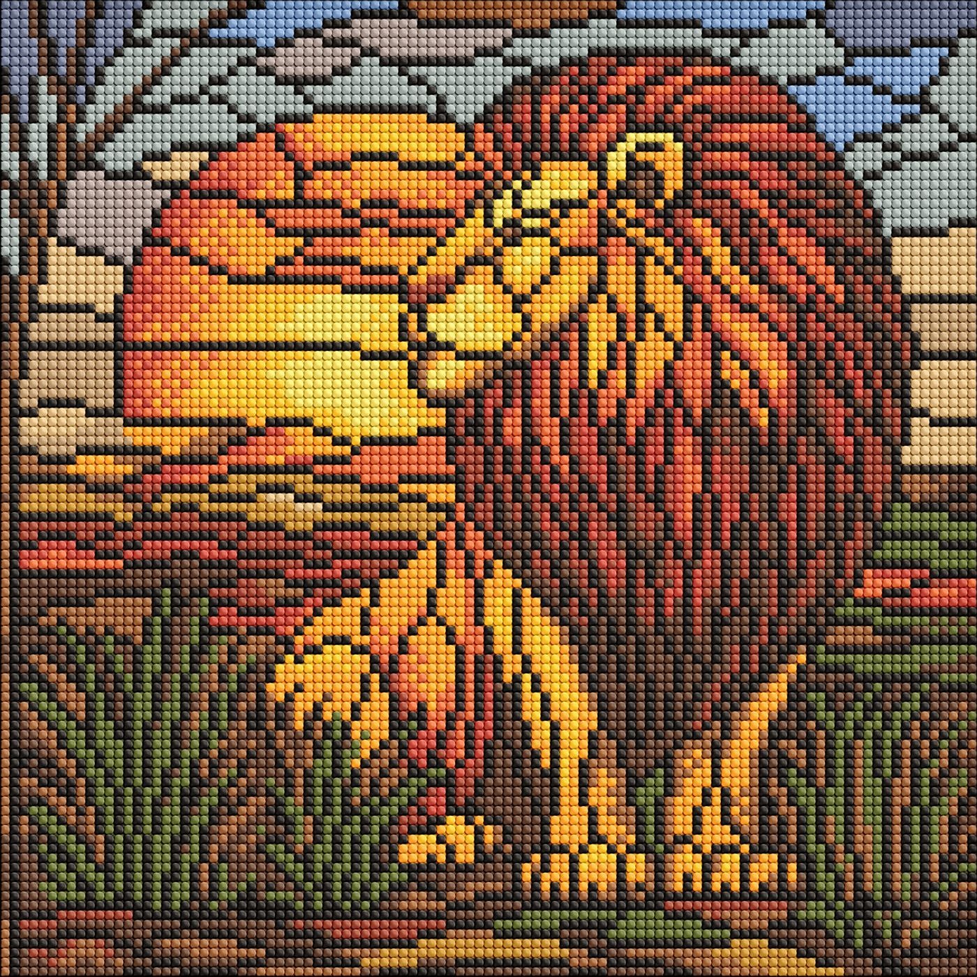Diamond mosaic "Ideyka" /AMO8334/ "Stained glass lion" 30*30cm