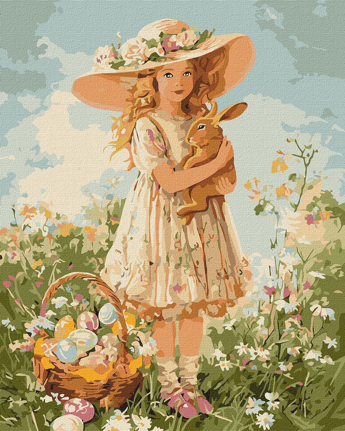 Picture by number "Ideyka" /KHO5187/ "Girl with a rabbit" 40*50 cm