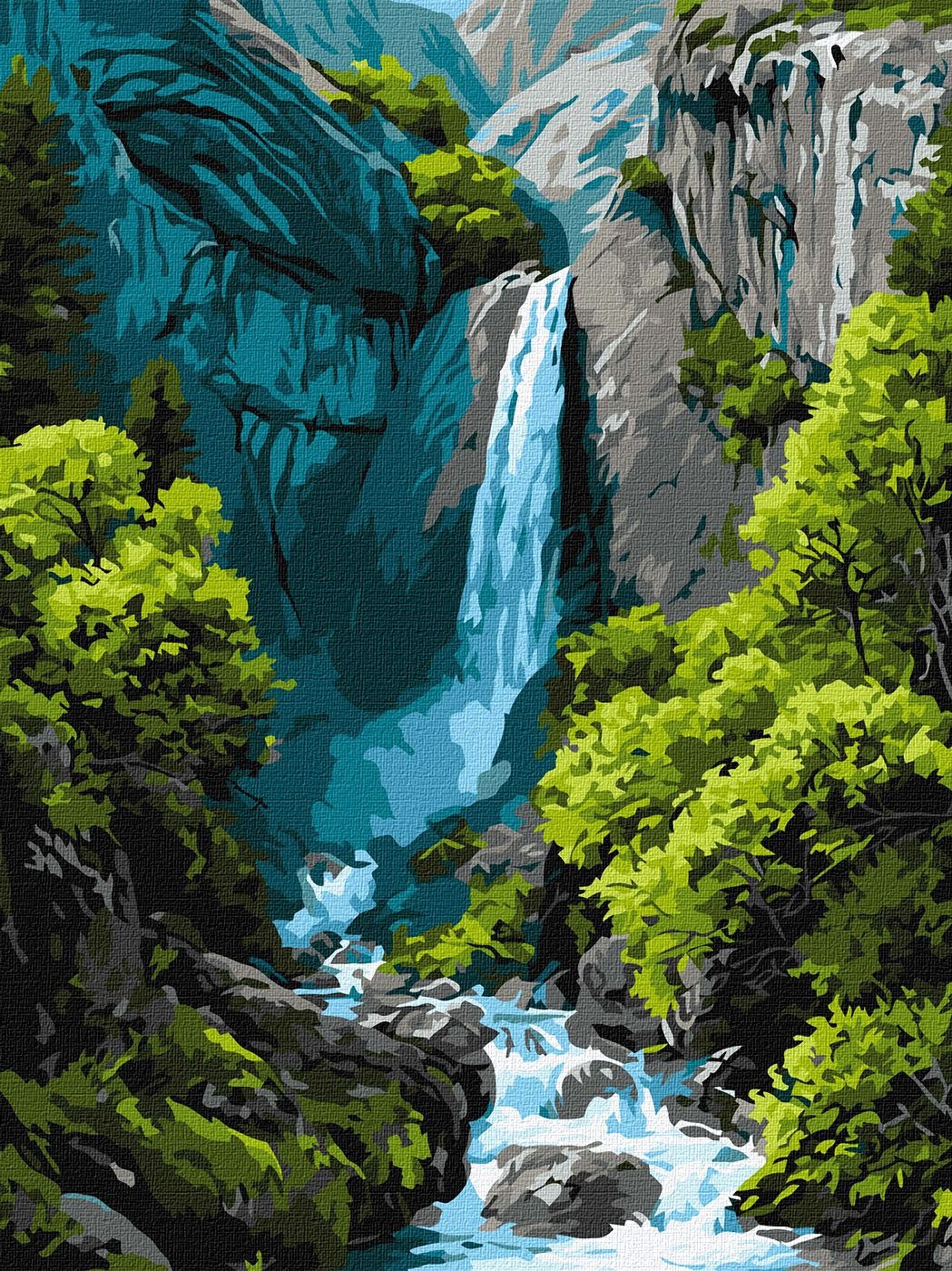 Picture by number "Ideyka" /KHO6437/ "Waterfall in the mountains" 30*40 cm