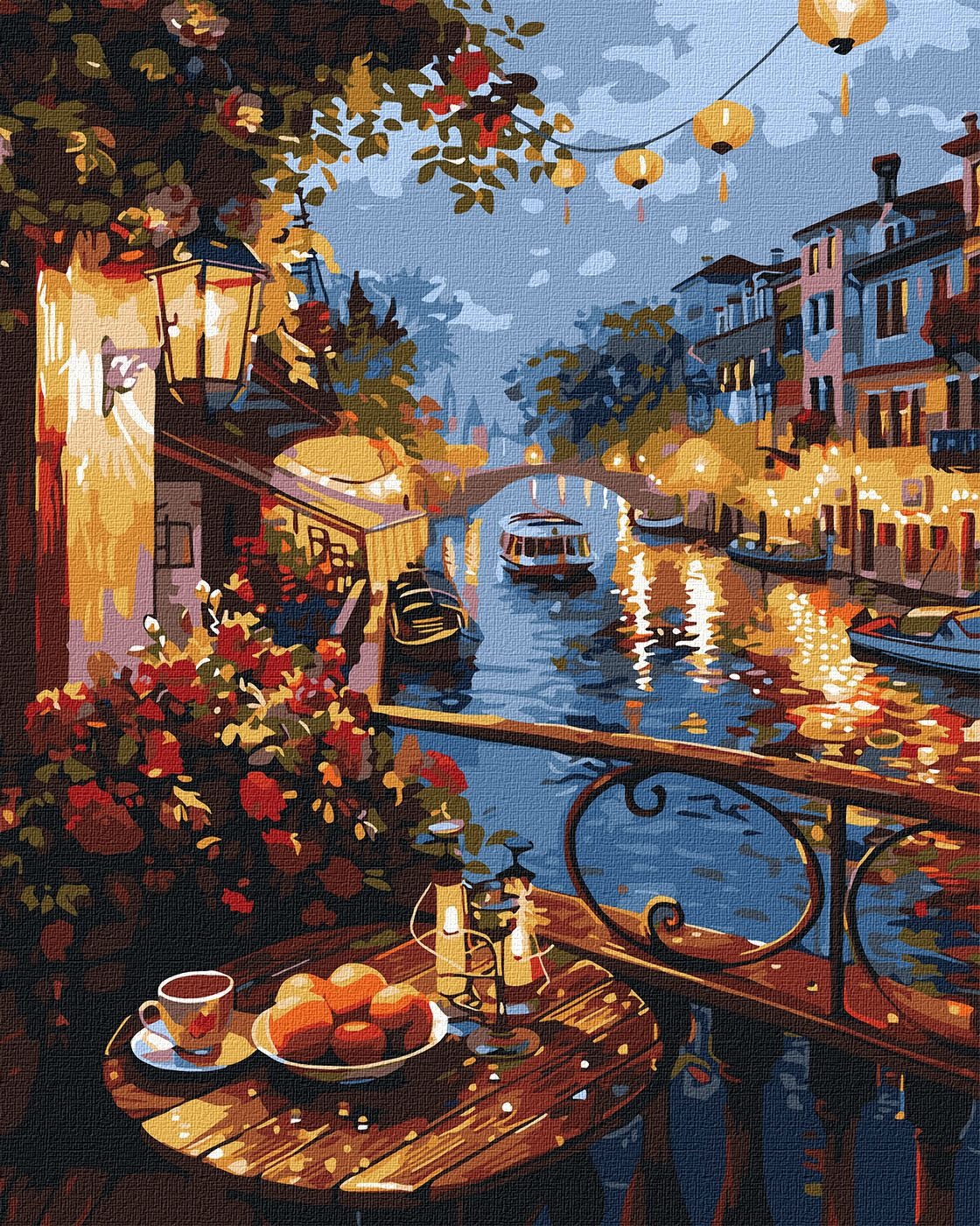 Picture by number "Ideyka" /KHO6438/ "Evening of the embankment with metallic colors" 40*50 cm