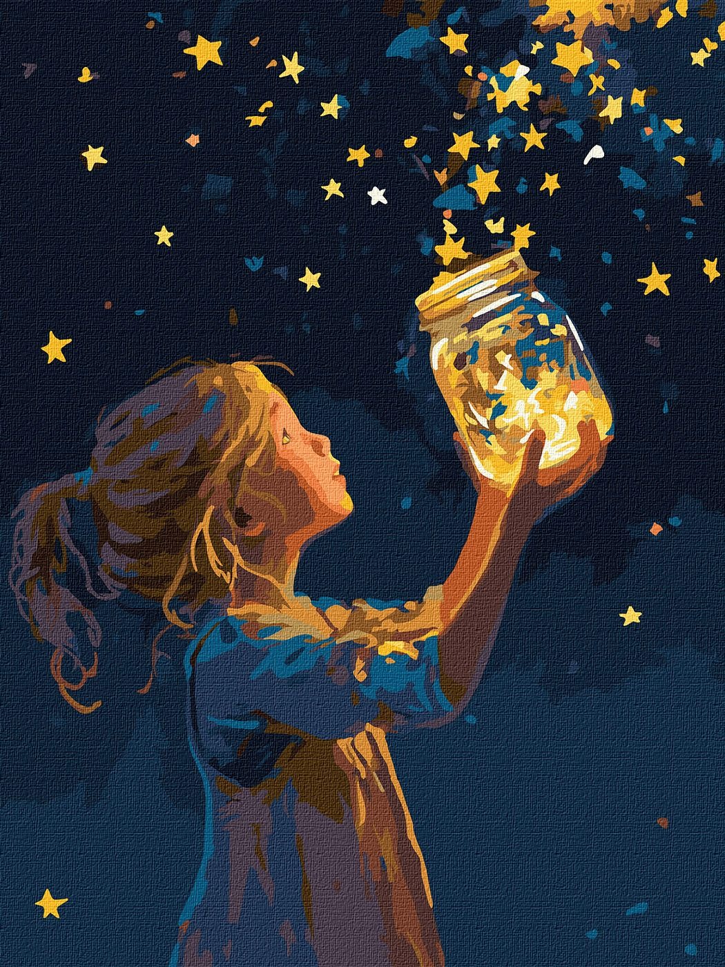 Paint by number "Ideyka" /KHO8724/ "Girl and stars with metallic paints" 30*40 cm