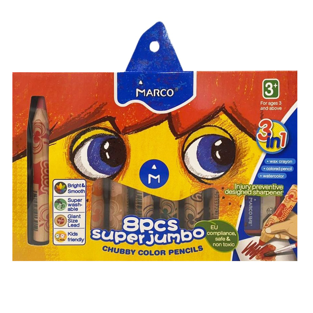 Colored watercolor pencils "Marco Chubby color" 8 pcs. /1800-8SV/ Jumbo (1/10/40)