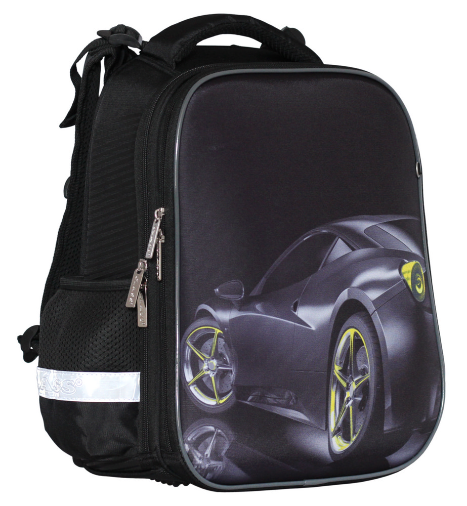 Backpack "CLASS" /2419C/ SchoolCase 2 compartments, 39x28x21cm, "Black car" (1/4)