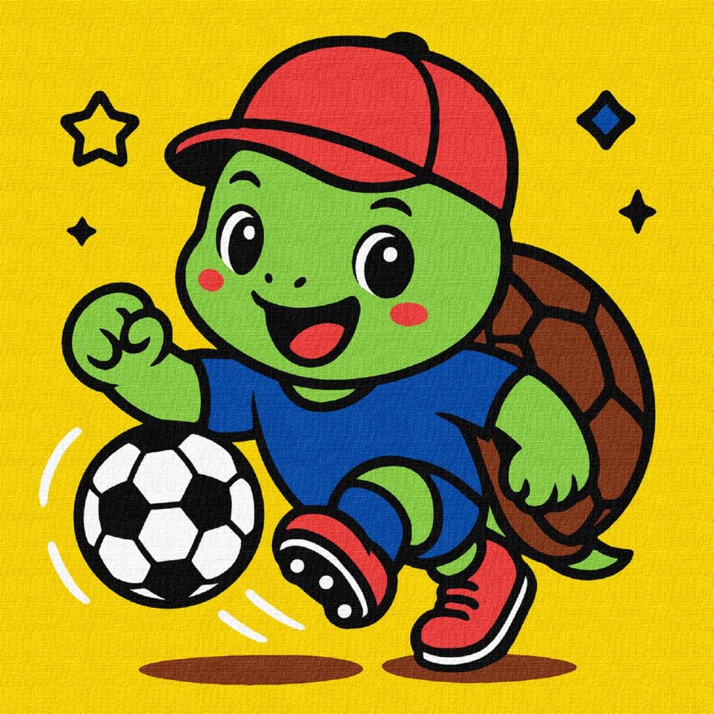 Picture by number "Ideyka" /KHO1284/ "Turtle playing football" 25x25cm
