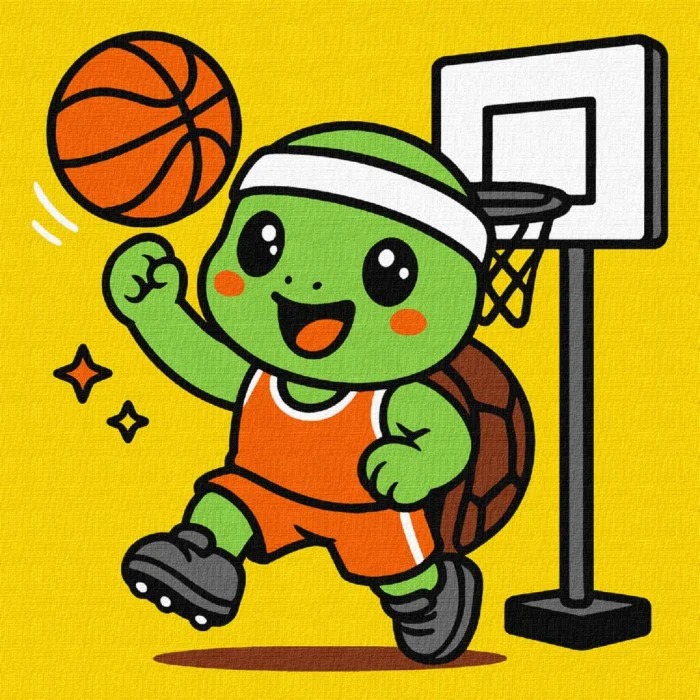 Painting by numbers "Ideyka" /KHO1285/ "Turtle playing basketball" 25x25cm