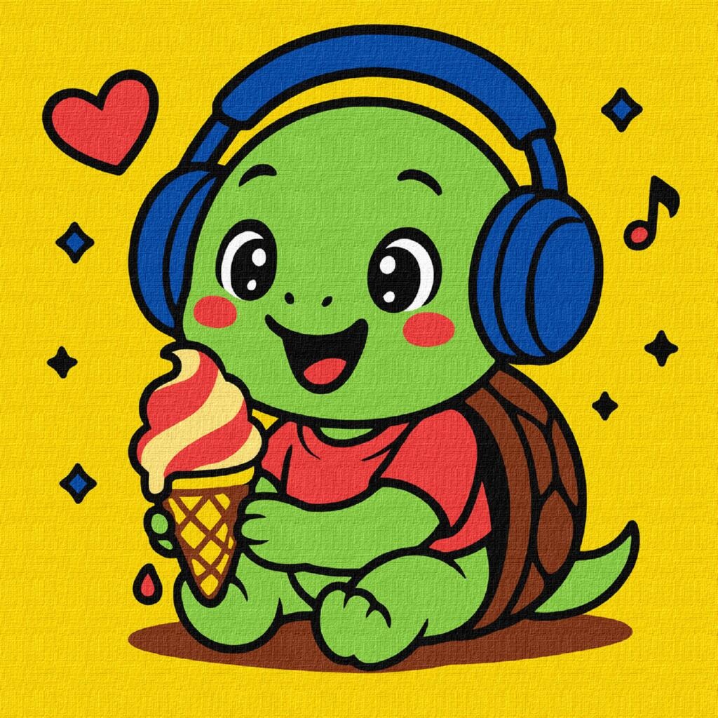 Painting by numbers "Ideyka" /KHO1298/ "Turtle eats ice cream" 25x25cm