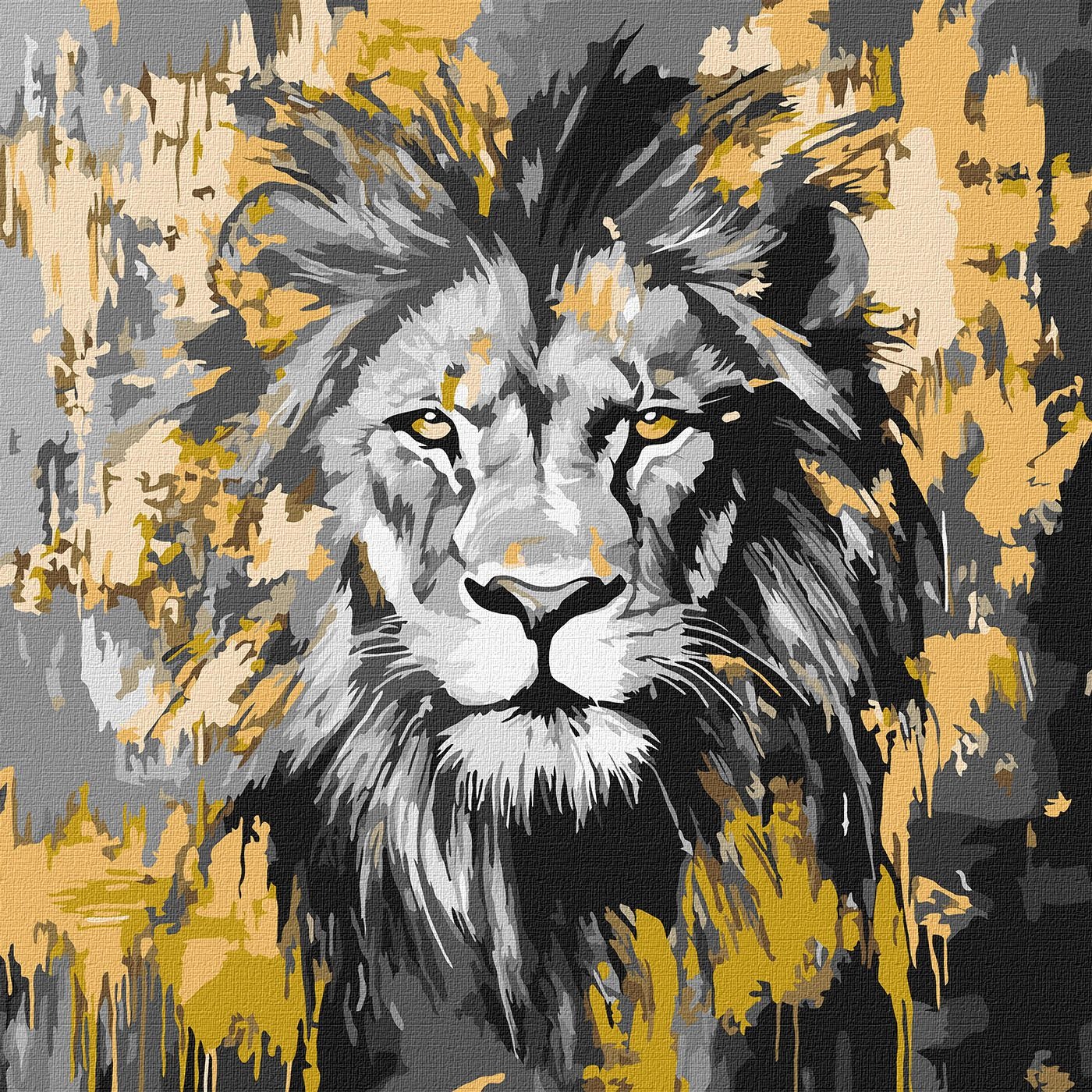 Painting by numbers "Ideyka" /KHO6735/ "Golden lion with metallic paints" 40x40 cm
