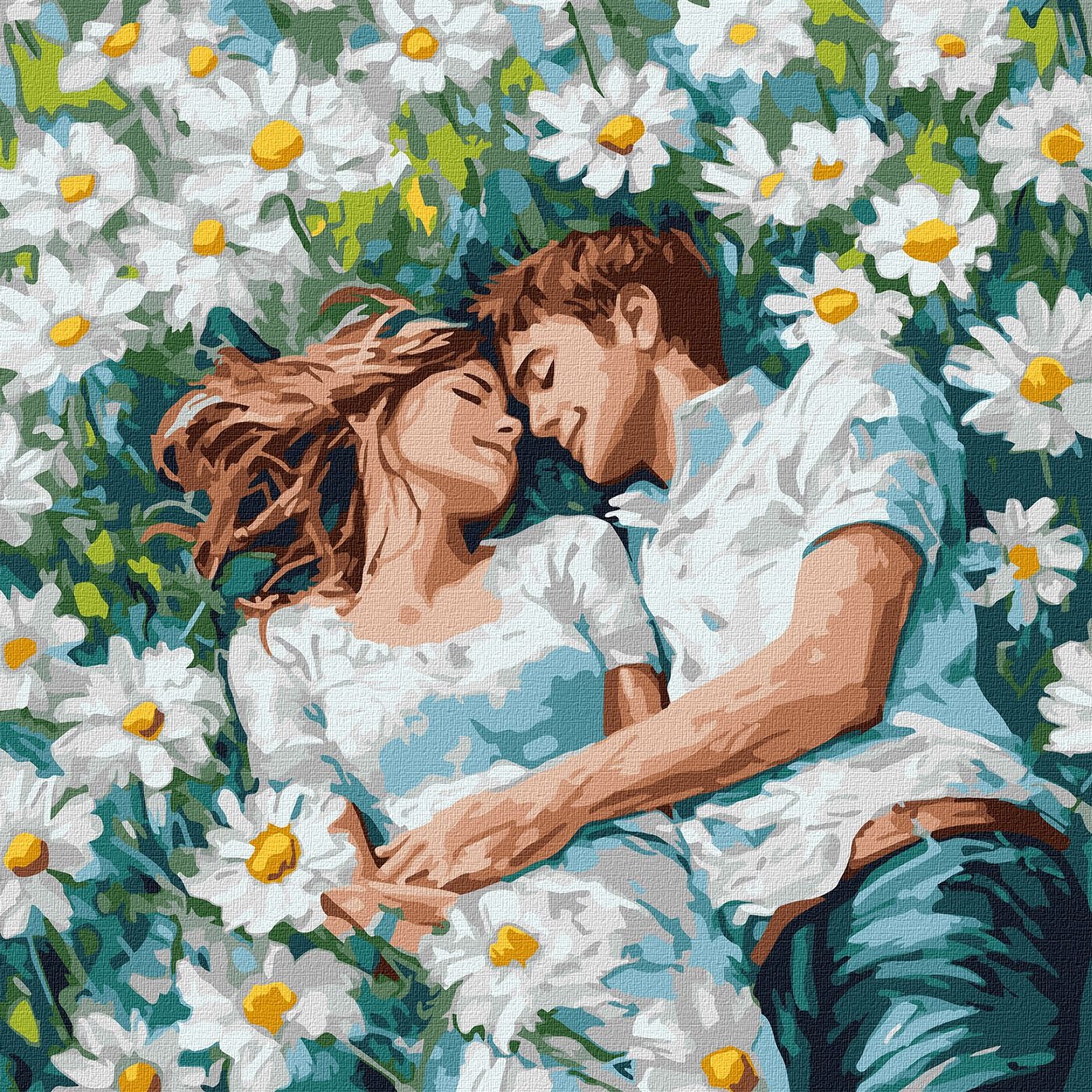 Picture by number "Ideyka" /KHO8629/ "Your hugs among the flowers" 40x40 cm