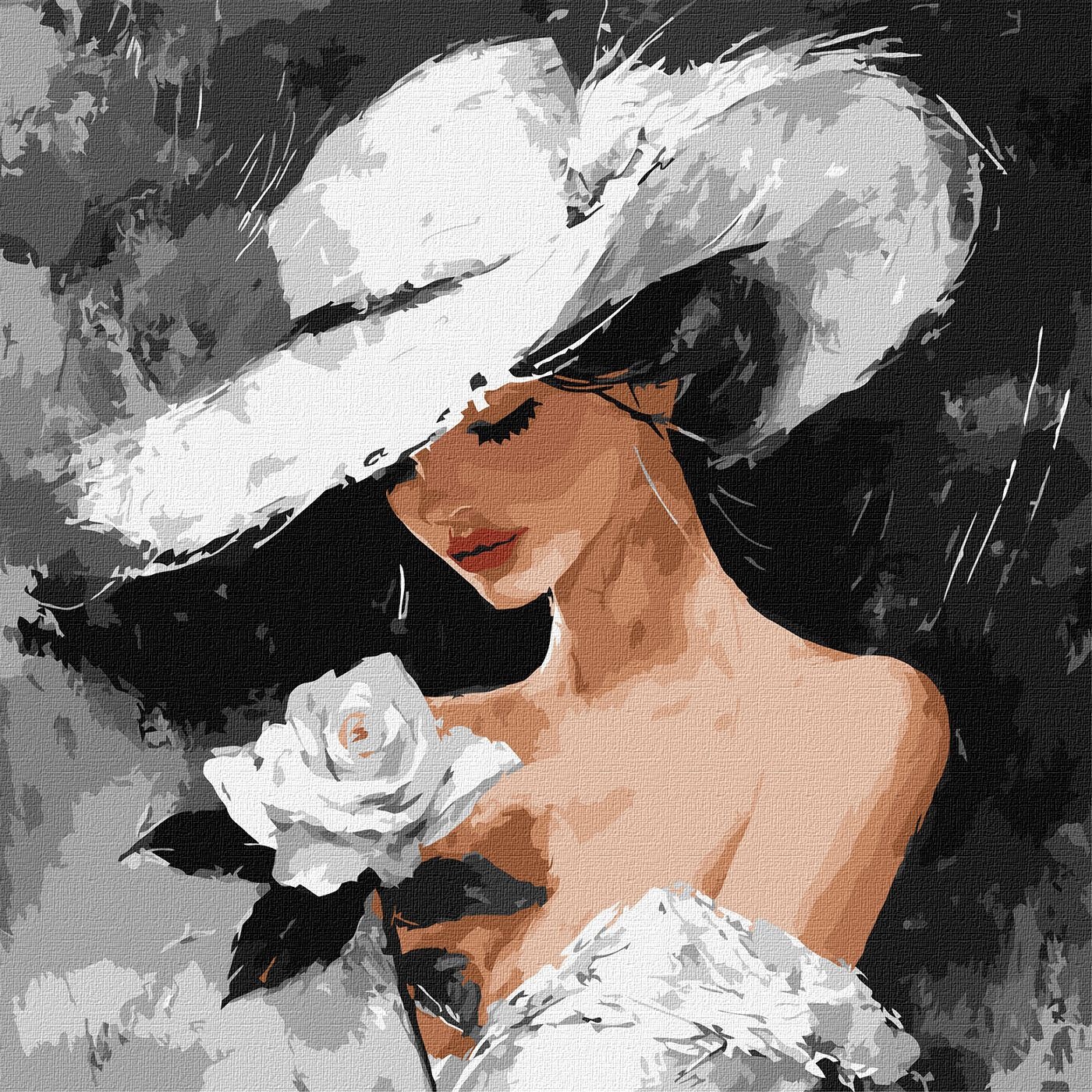Picture by number "Ideyka" /KHO8637/ "White rose" 40x40 cm