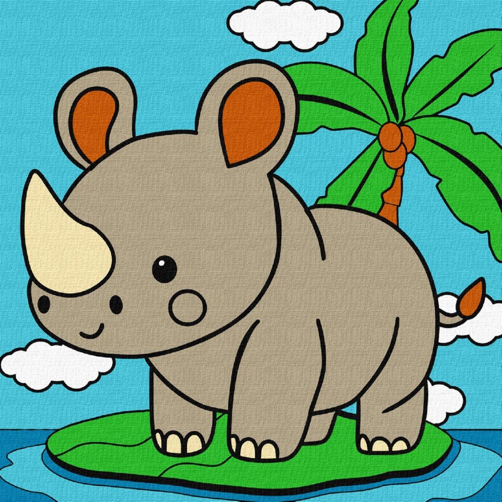 Painting by numbers "Ideyka" /KHO9072/ "Rhinoceros" 25x25cm