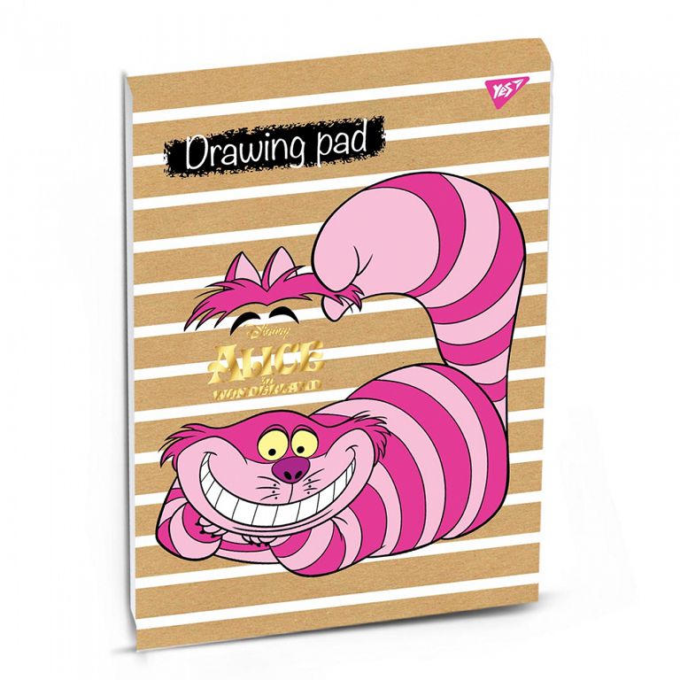 Album for drawing A4/20 sheets. "YES" /130458/ adhesive, Kraft, "Alice" white + gold foil, 100 g/m2, (6/84)