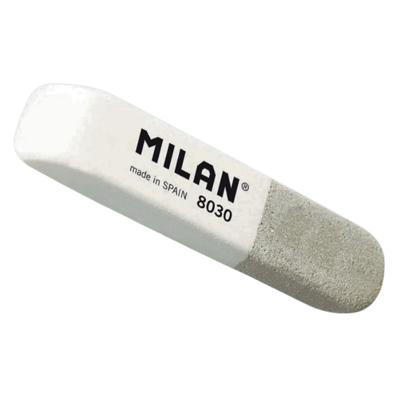 Гумка "MILAN" /8030/ комбінована, скошена, сіро-біла., 6*1,4*0,7см  (30/750)