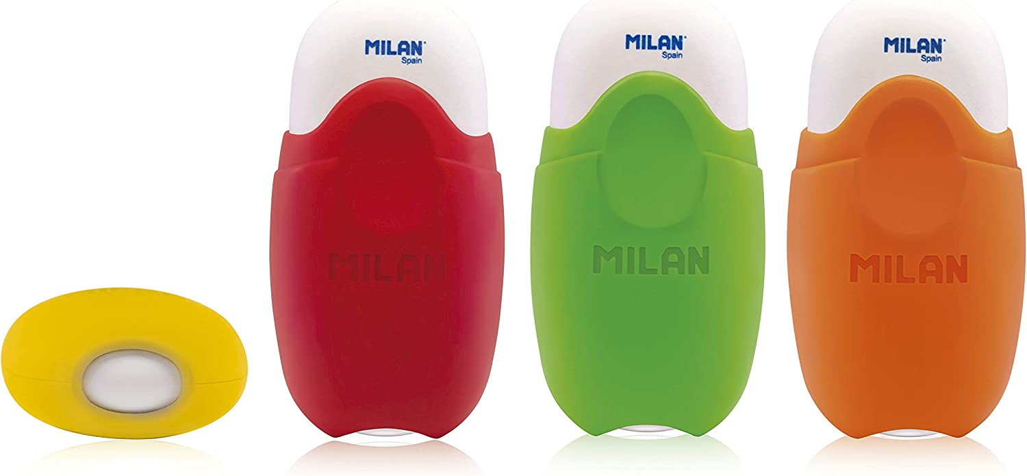 Гумка "MILAN" /cmms1012/0133/ "School Fluo" овальна, в зах. конт., 6*3,5см, дісплей (12/96/384)