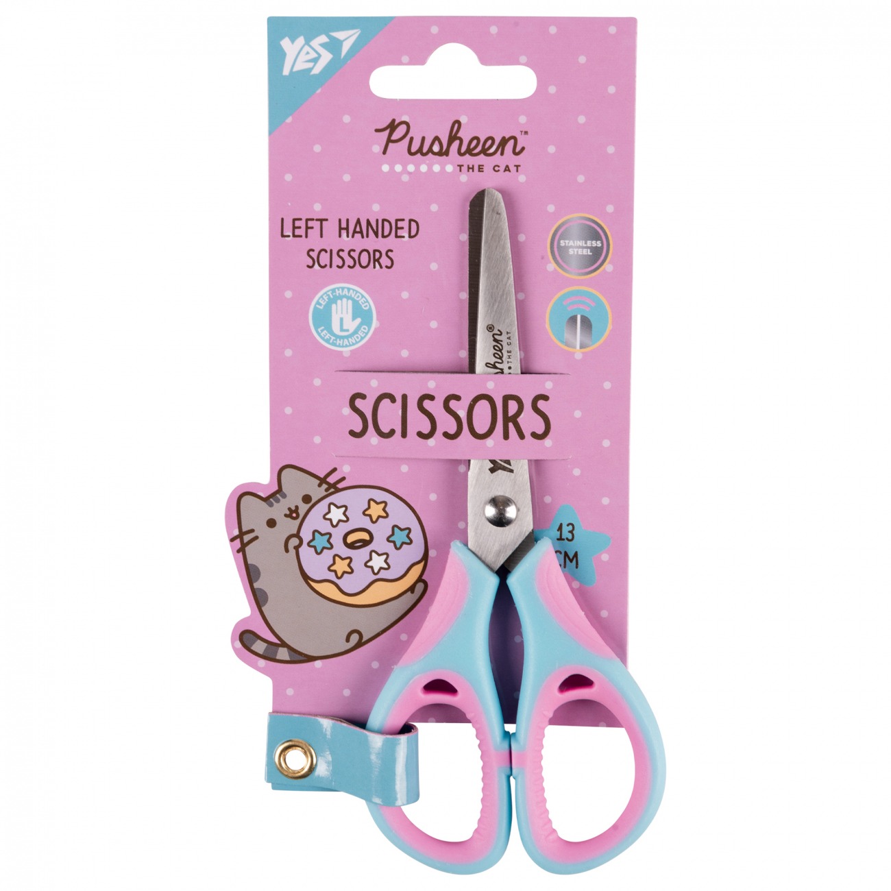 Scissors for Left-handed "Yes" 13cm /480435/ with rubber inserts, "Pusheen" (1/12/360)