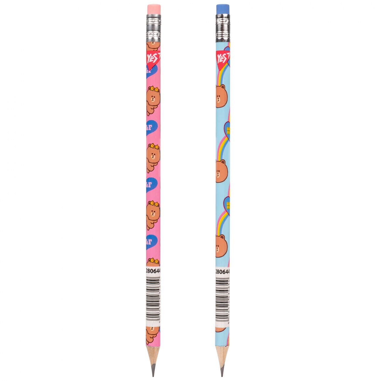 Pencil "Yes" /280644/ "Line Friends. Heroes" with eraser round 36pcs/tube, mix (36/540/2160)