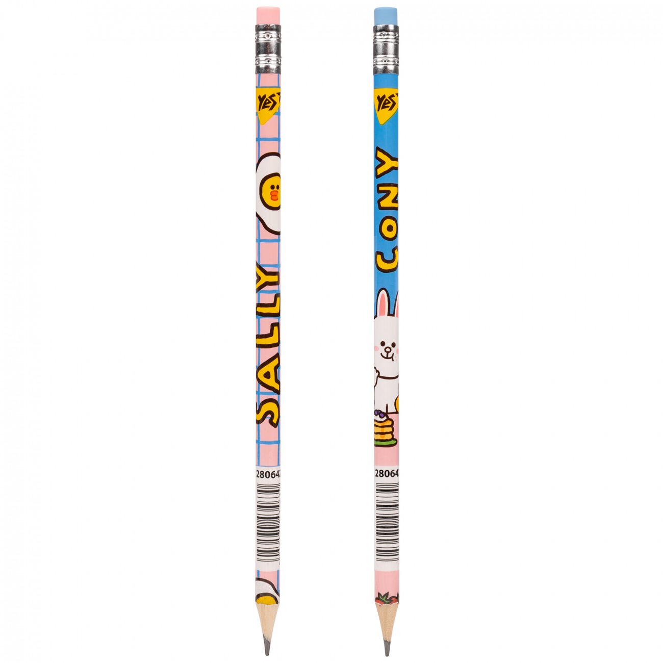 Pencil "Yes" /280642/ "Line Friends. Sally and Cony" with eraser round 36pcs/tube, mix (36/540/2160)