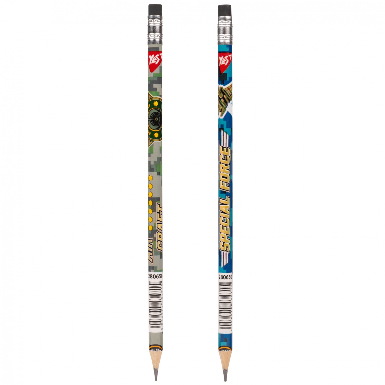 Pencil pr. "Yes" /280650/ "Military" with eraser round 36pcs/tube, mix (36/540/2160)
