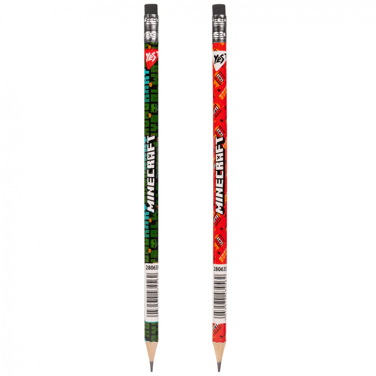 Pencil "Yes" /280635/ "Minecraft. TNT" with eraser round 36pcs/tube, mix (36/540/2160)
