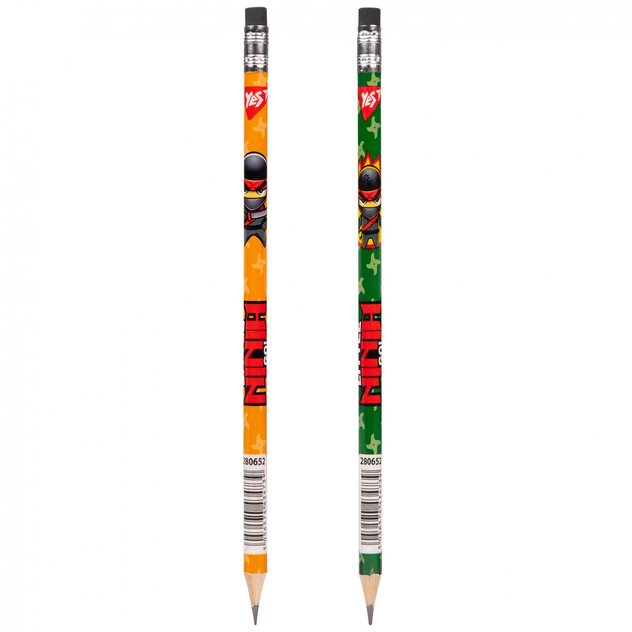 Pencil "Yes" /280652/ "Ninja" with eraser round 36pcs/tube, mix (36/540/2160)