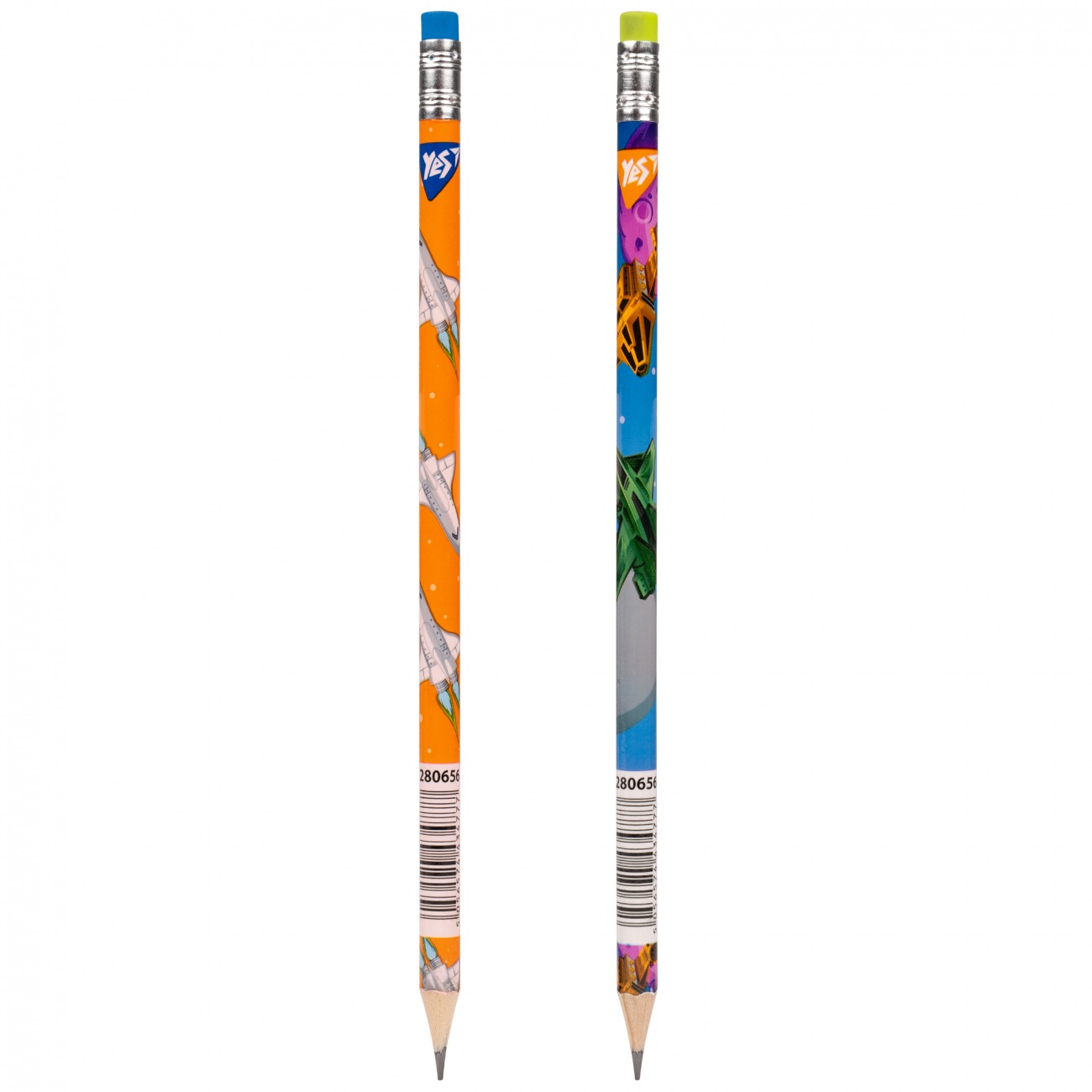 Pencil "Yes" /280656/ "Space" with eraser round 36pcs/tube, mix (36/540/2160)