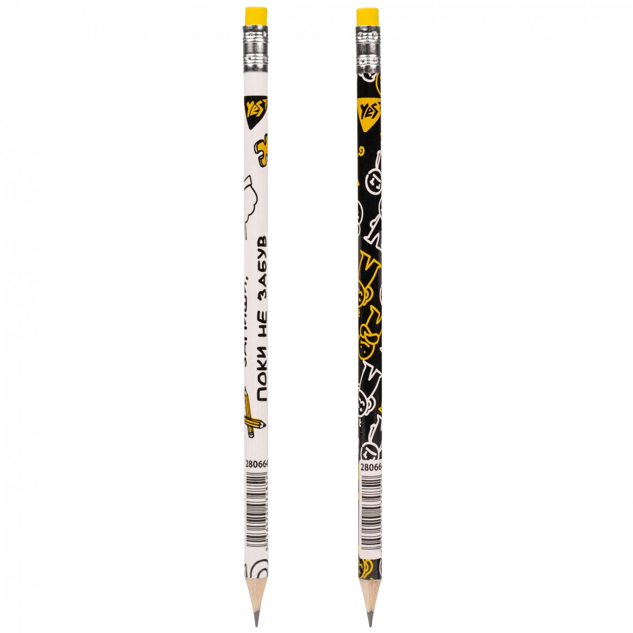 Pencil "Yes" /280664/ "Don't make it difficult!" with rubber band round 36pcs/tube, mix (36/540/2160)