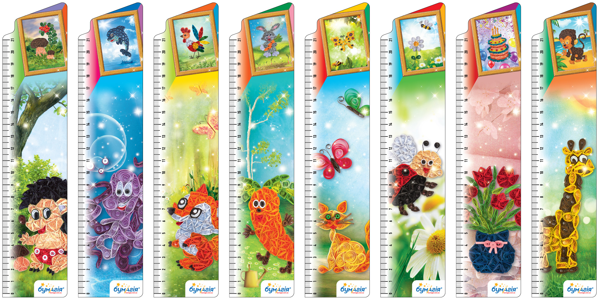 Bookmark for books "Paper" "Ornaments (Quilling Pano)" 8pcs/pack (12)